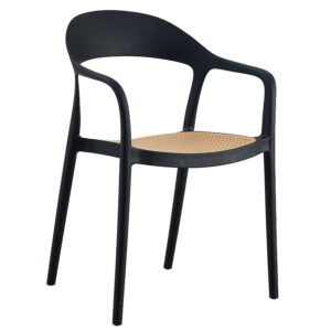 Πολυθρόνα Ember στοιβαζόμενη haroma με UV protection PP μπεζ-μαύρο 52.5x56.5x81εκ.