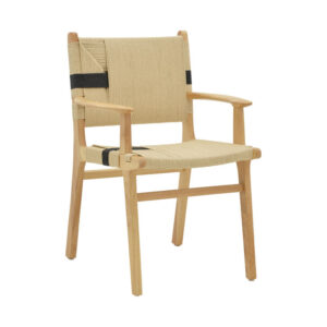 Πολυθρόνα Olivier haroma ξύλο οξιάς φυσικό μαύρο-έδρα φυσικό σχοινί 62x60x85εκ