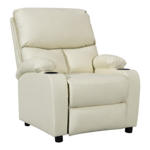 Πολυθρόνα relax με ποτηροθήκη Gartia haroma pu σε κρεμ απόχρωση 79x94x102εκ