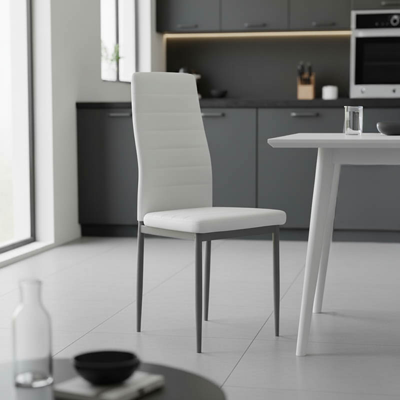 Καρέκλα Parker pakoworld μέταλλο-PU λευκό-ανθρακί πόδι 42x48x98εκ Καρέκλα Parker pakoworld μέταλλο-PU λευκό-ανθρακί πόδι 42x48x98εκ - Image 2