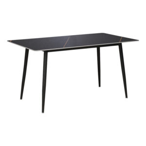 Τραπέζι Gustas haroma μαύρο μαρμάρου sintered stone-πόδι μαύρο μέταλλο 140x80x75εκ
