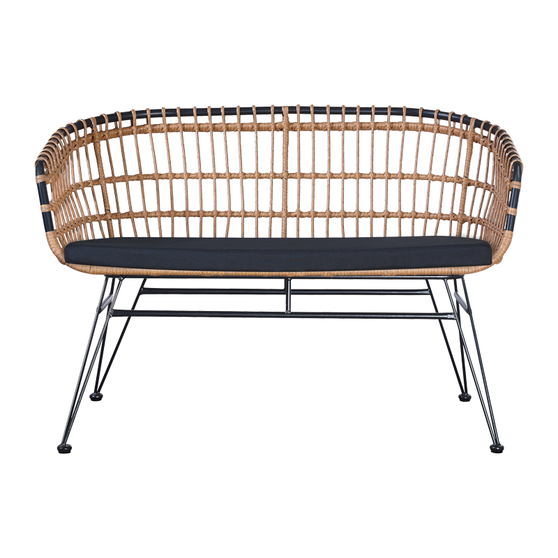 Καναπές 2θέσιος Naoki pakoworld με μαξιλάρι pe φυσικό-μέταλλο μαύρο 120x62x79εκ Καναπές 2θέσιος Naoki pakoworld με μαξιλάρι pe φυσικό-μέταλλο μαύρο 120x62x79εκ - Image 2