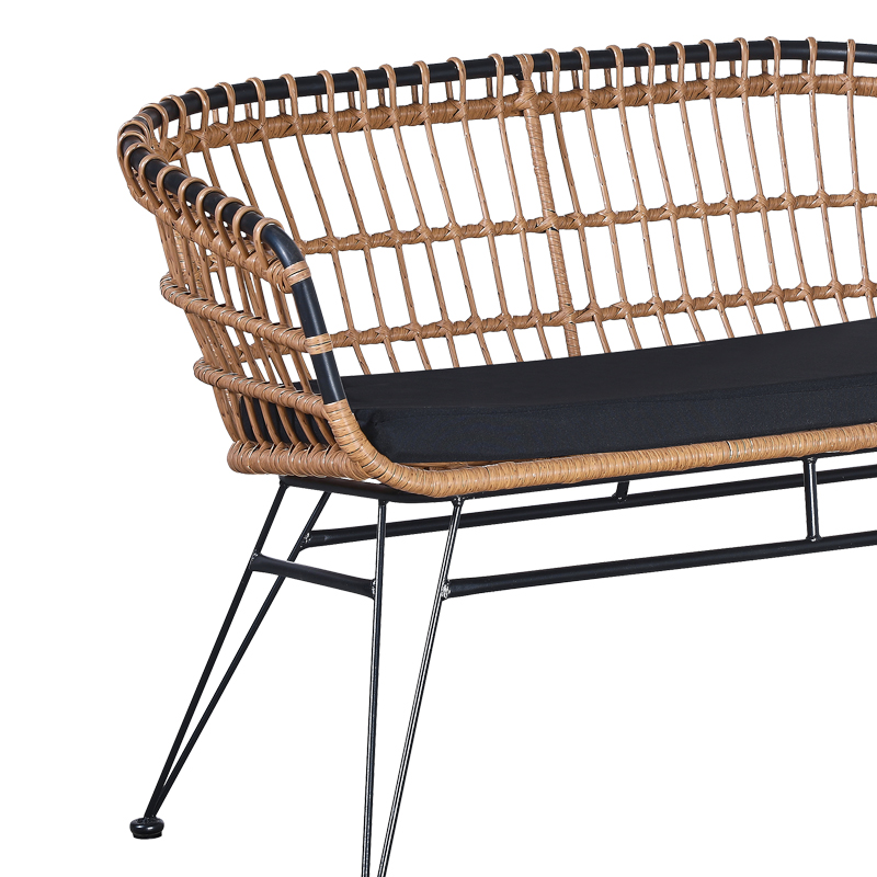 Καναπές 2θέσιος Naoki pakoworld με μαξιλάρι pe φυσικό-μέταλλο μαύρο 120x62x79εκ Καναπές 2θέσιος Naoki pakoworld με μαξιλάρι pe φυσικό-μέταλλο μαύρο 120x62x79εκ - Image 3