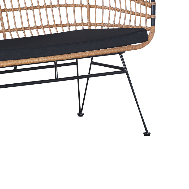 Καναπές 2θέσιος Naoki pakoworld με μαξιλάρι pe φυσικό-μέταλλο μαύρο 120x62x79εκ Καναπές 2θέσιος Naoki pakoworld με μαξιλάρι pe φυσικό-μέταλλο μαύρο 120x62x79εκ - Image 4