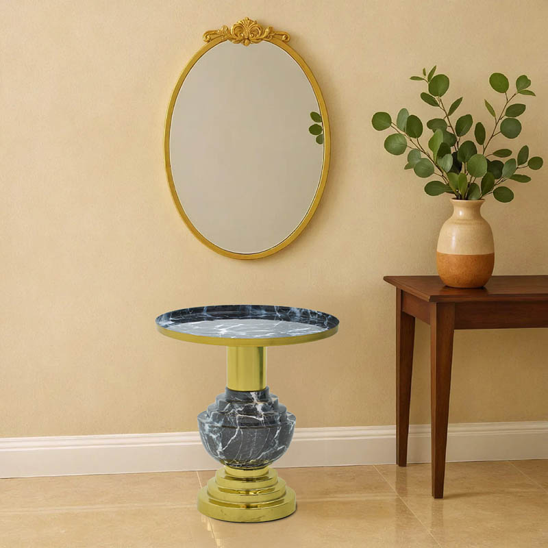 Βοηθητικό τραπέζι Cogent Inart pakoworld μαύρο-χρυσό μέταλλο Φ46x50εκ Βοηθητικό τραπέζι Cogent Inart pakoworld μαύρο-χρυσό μέταλλο Φ46x50εκ - Image 2