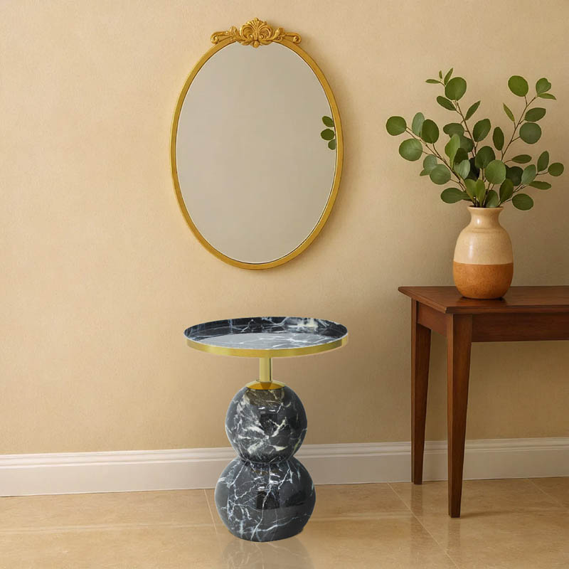 Βοηθητικό τραπέζι Dearest Inart μαυρο μαρμάρου-χρυσό μέταλλο Φ41x57εκ Βοηθητικό τραπέζι Dearest Inart μαυρο μαρμάρου-χρυσό μέταλλο Φ41x57εκ - Image 2