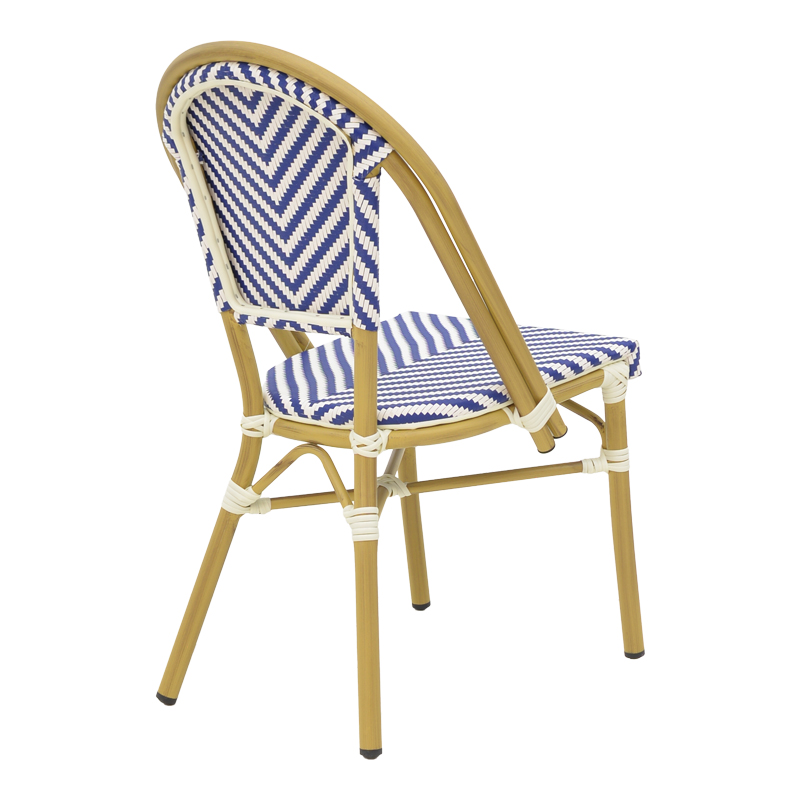 Καρέκλα Uamrin pakoworld στοιβαζόμενη φυσικό αλουμίνιο-λευκό και μπλε pe rattan 46x57x85εκ Καρέκλα Uamrin pakoworld στοιβαζόμενη φυσικό αλουμίνιο-λευκό και μπλε pe rattan 46x57x85εκ - Image 2