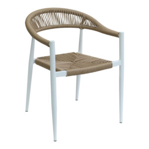 Πολυθρόνα Fagen haroma στοιβαζόμενη λευκό αλουμίνιο-φυσικό textilene 56x60x78εκ