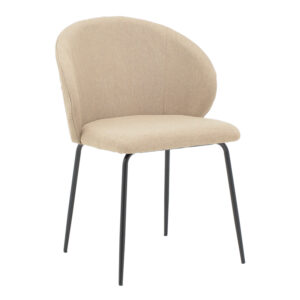Καρέκλα Olympian haroma ύφασμα σε μπεζ απόχρωση με μαύρο μεταλλικό πόδι 50x55x83εκ