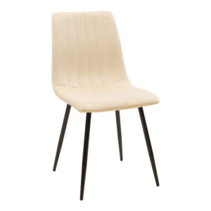 Καρέκλα Noor haroma μπεζ βελούδο με πόδι μετάλλου σε μαύρη απόχρωση 44x53x86εκ