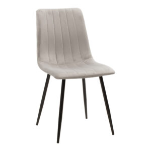 Καρέκλα Noor haroma γκρι βελούδο με πόδι μετάλλου σε μαύρη απόχρωση 44x53x86εκ