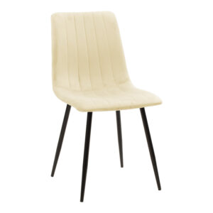 Καρέκλα Noor haroma μπεζ ύφασμα με πόδι μετάλλου σε μαύρη απόχρωση 44x53x86εκ