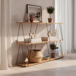 Βοηθητικό τραπέζι-ραφιέρα Tars haroma οακ-μαύρο 120x30x90εκ