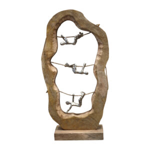 Επιτραπέζιο διακοσμητικό Lardo haroma φυσικό μάνγκο ξύλο-αλουμίνιο 29x10x57εκ