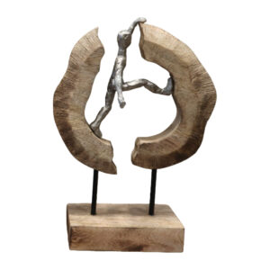 Επιτραπέζιο διακοσμητικό Caren haroma φυσικό μάνγκο ξύλο-αλουμίνιο 19x10x29εκ