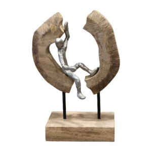 Επιτραπέζιο διακοσμητικό Vualo haroma φυσικό μάνγκο ξύλο-αλουμίνιο 18x10x26εκ