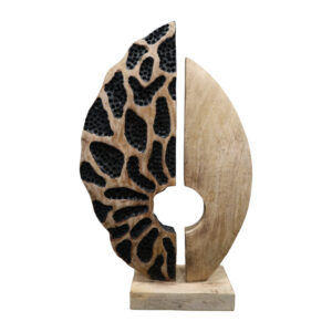 Επιτραπέζιο διακοσμητικό Ostor haroma φυσικό-μαύρο μάνγκο ξύλλο-μέταλλο 30x9x50εκ