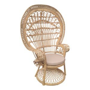 Πολυθρόνα Dorothy haroma με μπεζ μαξιλάρι-φυσικό rattan 115x53x147εκ