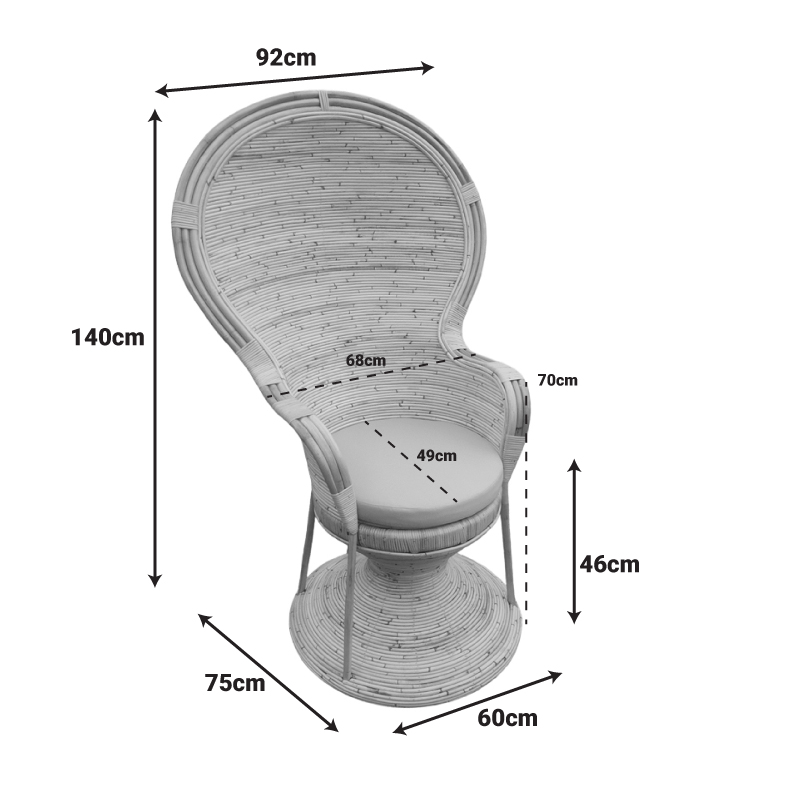 Πολυθρόνα Rea Inart με μπεζ μαξιλάρι-φυσικό rattan 92x75x140εκ Πολυθρόνα Rea Inart με μπεζ μαξιλάρι-φυσικό rattan 92x75x140εκ - Image 2