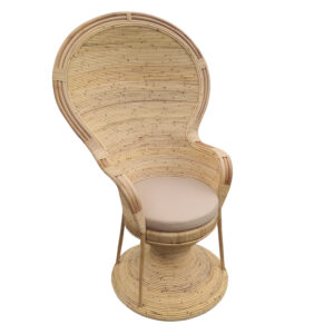 Πολυθρόνα Rea haroma με μπεζ μαξιλάρι-φυσικό rattan 92x75x140εκ