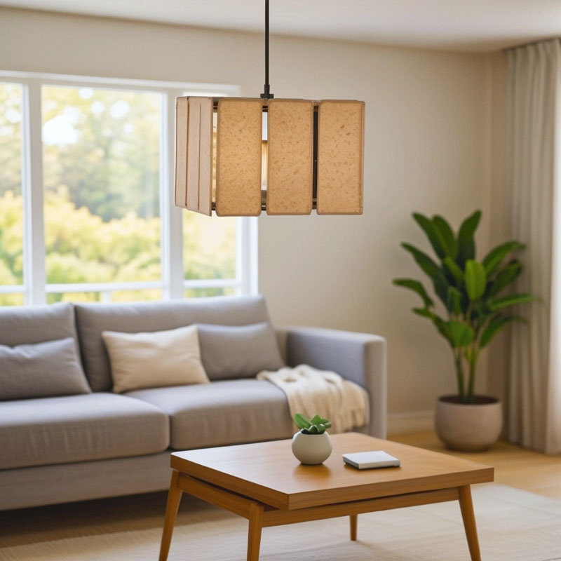 Φωτιστικό οροφής Boxfo Inart καφέ press papier-μέταλλο 32x32x123εκ Φωτιστικό οροφής Boxfo Inart καφέ press papier-μέταλλο 32x32x123εκ - Image 2