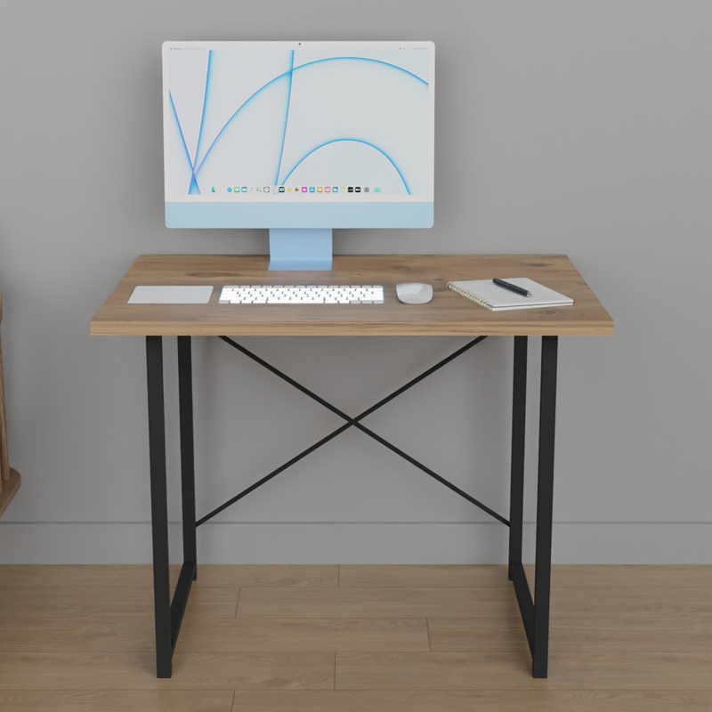 Γραφείο εργασίας Ustando pakoworld oak μελαμίνης-μαύρο μέταλλο 90x60x72εκ Γραφείο εργασίας Ustando pakoworld oak μελαμίνης-μαύρο μέταλλο 90x60x72εκ - Image 2