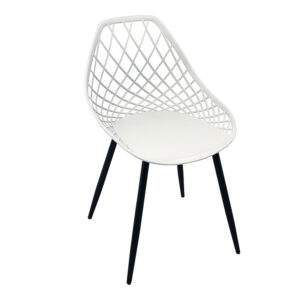 Καρέκλα Suan pakoworld pp σε λευκή απόχρωση και μαύρο μεταλλικό πόδι 56x49x82εκ