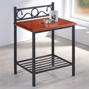 Κομοδίνο Kellien haroma ξύλο σε καρυδί απόχρωση-μαύρο μέταλλο 45x35x62εκ