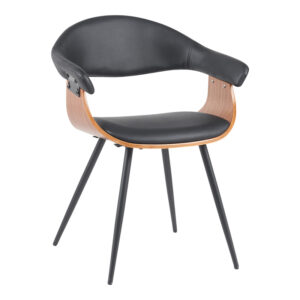 Πολυθρόνα Austen haroma PU μαύρο-ξύλο καρυδί-μέταλλο μαύρο 58x55x77εκ