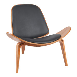 Πολυθρόνα Vilma haroma PU μαύρο- plywood καρυδί 90x76.5x74.5εκ