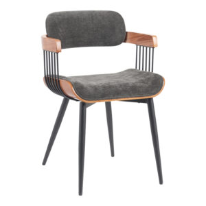 Πολυθρόνα Cameo haroma μέταλλο μαύρο-καρυδί ξύλο-ανθρακί ύφασμα 53x49.5x75.5εκ