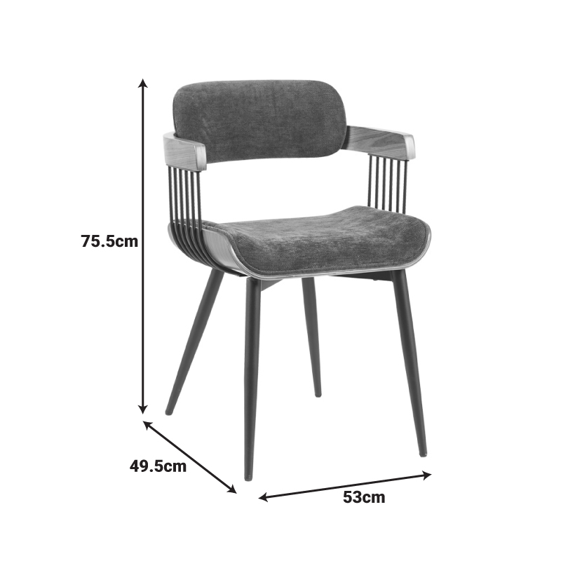 Πολυθρόνα Cameo pakoworld μέταλλο μαύρο-καρυδί ξύλο-ανθρακί ύφασμα 53x49.5x75.5εκ Πολυθρόνα Cameo pakoworld μέταλλο μαύρο-καρυδί ξύλο-ανθρακί ύφασμα 53x49.5x75.5εκ - Image 6