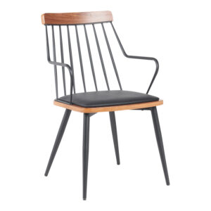 Πολυθρόνα Posse haroma μέταλλο μαύρο-καρυδί ξύλο-μαύρο pu 52x59x83εκ