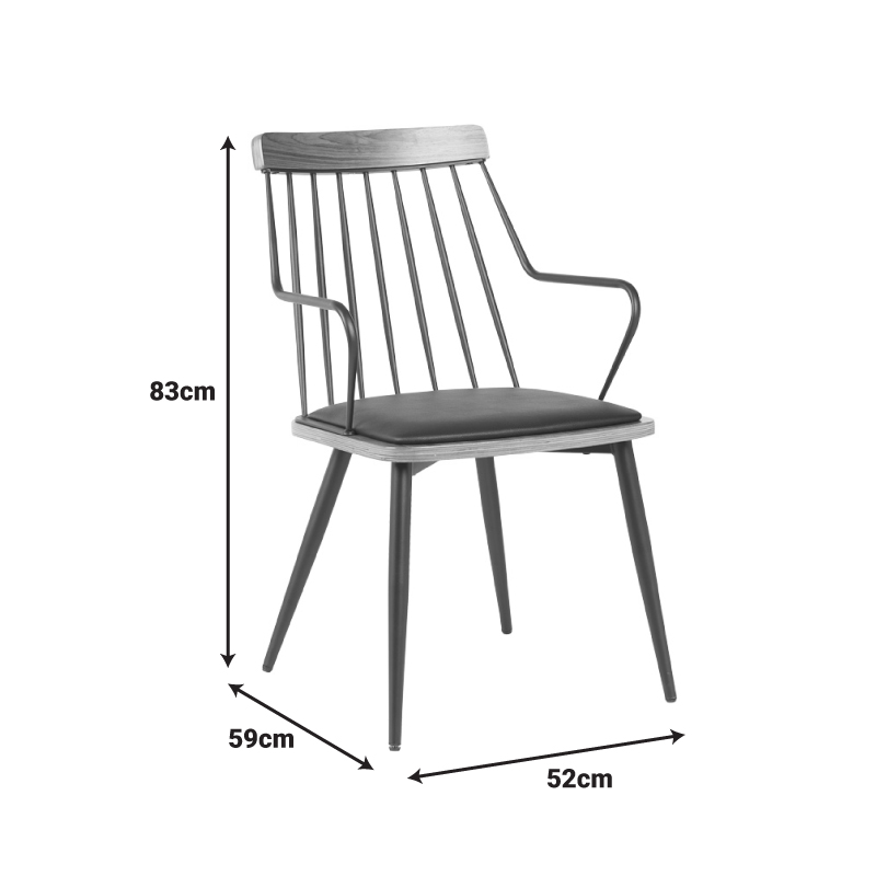 Πολυθρόνα Posse pakoworld μέταλλο μαύρο-καρυδί ξύλο-μαύρο pu 52x59x83εκ Πολυθρόνα Posse pakoworld μέταλλο μαύρο-καρυδί ξύλο-μαύρο pu 52x59x83εκ - Image 6