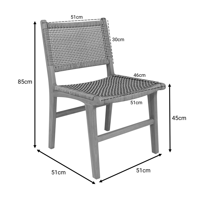 Καρέκλα Darien pakoworld σκελετός teak ξύλο σε φυσική απόχρωση και κρεμ-μαύρο pe σχοινί 52x62x86εκ Καρέκλα Darien pakoworld σκελετός teak ξύλο σε φυσική απόχρωση και κρεμ-μαύρο pe σχοινί 52x62x86εκ - Image 2