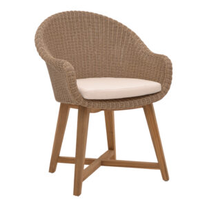 Πολυθρόνα Solso haroma σκελετός αλουμινίου με teak πόδι σε φυσική απόχρωση και pe rattan 62x58x78εκ