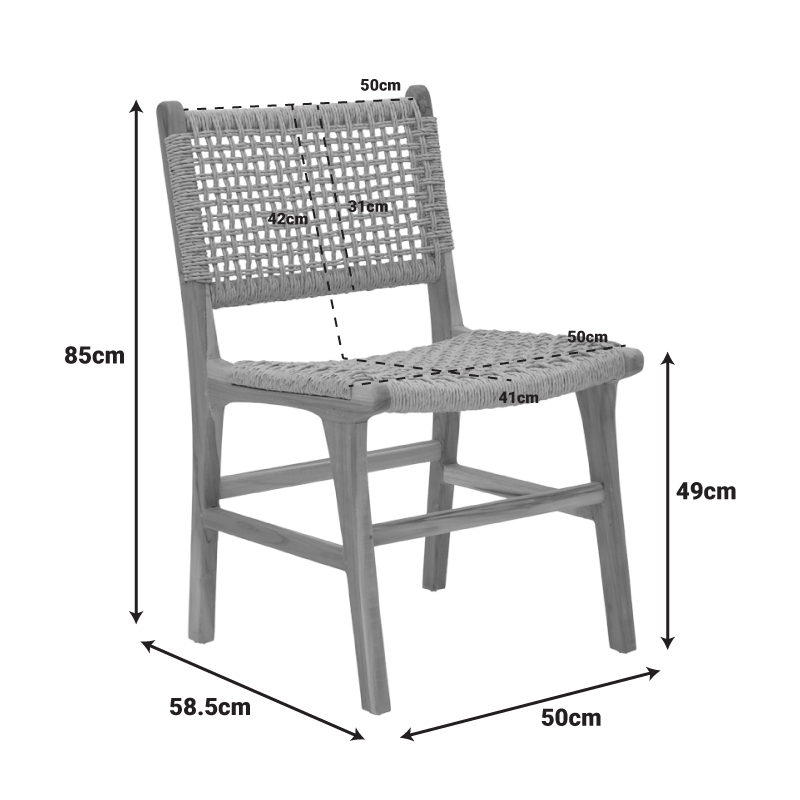 Καρέκλα Sponze pakoworld σκελετός teak ξύλο- pe σχοινί σε φυσική απόχρωση 50x58.5x85εκ Καρέκλα Sponze pakoworld σκελετός teak ξύλο- pe σχοινί σε φυσική απόχρωση 50x58.5x85εκ - Image 8