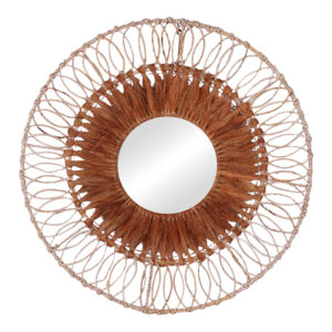 Καθρέπτης Cermine haroma ψάθα σε φυσική απόχρωση Φ80x12εκ