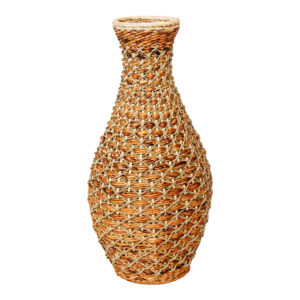 Βάζο Gucre I haroma ξύλο-rattan pe σε φυσική απόχρωση Φ30x70εκ