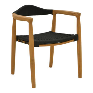 Πολυθρόνα Ganny haroma teak ξύλο και pe σχοινί σε μαύρη απόχρωση 59x56x71εκ