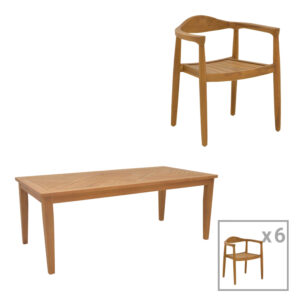 Τραπεζαρία σετ 7τεμ. Ganny-Mady haroma teak ξύλο σε φυσική απόχρωση 200x100x75εκ