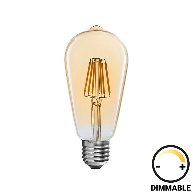 Λαμπτήρας LED ST64 Bulb pakoworld dimmable 4W E27 amber Λαμπτήρας LED ST64 Bulb pakoworld dimmable 4W E27 amber