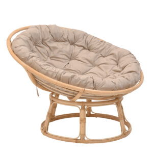 Πολυθρόνα Servey haroma rattan σε φυσική απόχρωση-μπεζ μαξιλάρι Φ115x58εκ