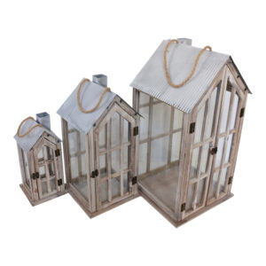 Φανάρια Bearie haroma σετ 3τεμ αλουμίνιο σε καφέ απόχρωση