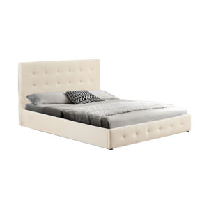 Κρεβάτι διπλό με αποθηκευτικό χώρο Cankere haroma pu σε κρεμ απόχρωση 160x200εκ