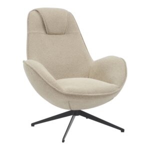 Πολυθρόνα περιστρεφόμενη Flago haroma μπουκλέ ύφασμα σε μπεζ απόχρωση 85x88x103.5εκ