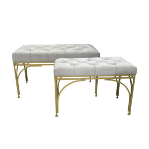 Σκαμπό Reigner haroma σετ 2 τεμ βελούδο σε μπεζ απόχρωση