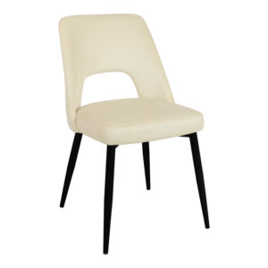 Καρέκλα Murde haroma μπεζ βελούδο και μεταλλικά πόδια σε μαύρη απόχρωση 48.5x61x89εκ