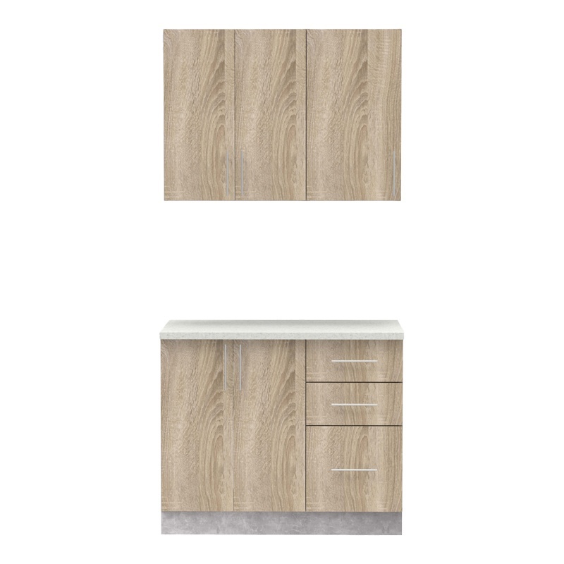 Σύνθεση κουζίνας Festa I pakoworld μελαμίνη σε sonoma απόχρωση και πάγκο σε ανοιχτό γκρι 100x60x85εκ Σύνθεση κουζίνας Festa I pakoworld μελαμίνη σε sonoma απόχρωση και πάγκο σε ανοιχτό γκρι 100x60x85εκ - Image 5