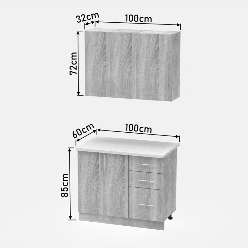 Σύνθεση κουζίνας Festa I pakoworld μελαμίνη σε sonoma απόχρωση και πάγκο σε ανοιχτό γκρι 100x60x85εκ Σύνθεση κουζίνας Festa I pakoworld μελαμίνη σε sonoma απόχρωση και πάγκο σε ανοιχτό γκρι 100x60x85εκ - Image 9